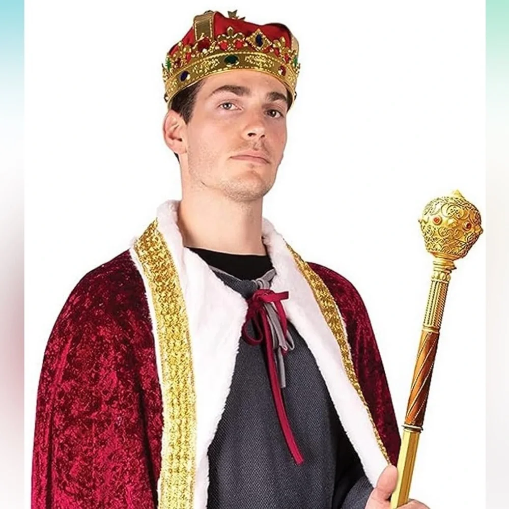 NWT King Costume for Men and Women - Kings Red Cape Royal Costume Queen Robe